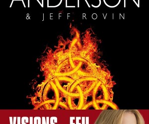 Couverture de livre Visions de Feu de Gillian Anderson. Un sigle triangulaire en feu sur un fond noir.